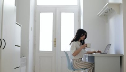 asian freelancer working at home