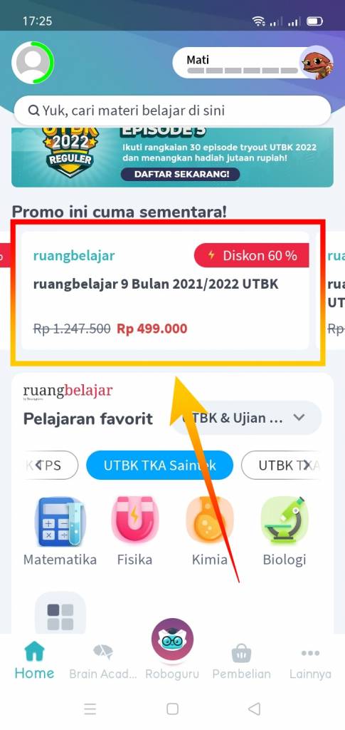 Beli Paket UTBK Ruangguru