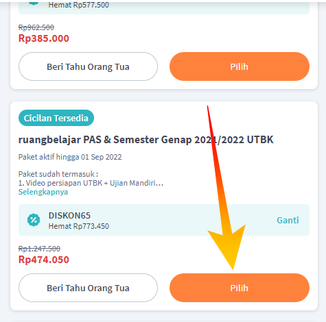 Beli Paket UTBK Ruangguru