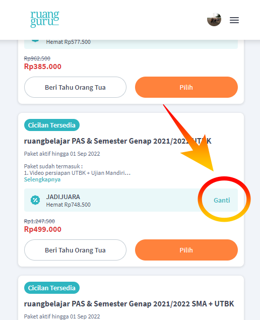 Beli Paket UTBK Ruangguru